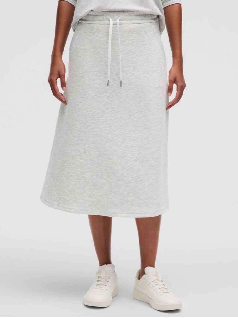 Lululemon Modal-Blend High-Rise A-Line Midi Skirt in Heathered Light Grey | XS